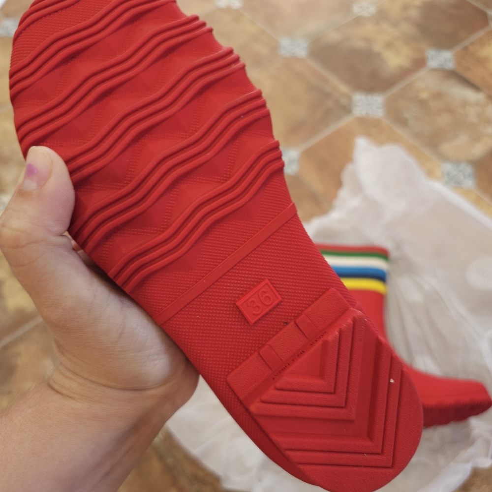 Kids mini boden rainbow striped red rainboots wellies size 36 - Picture 4 of 5